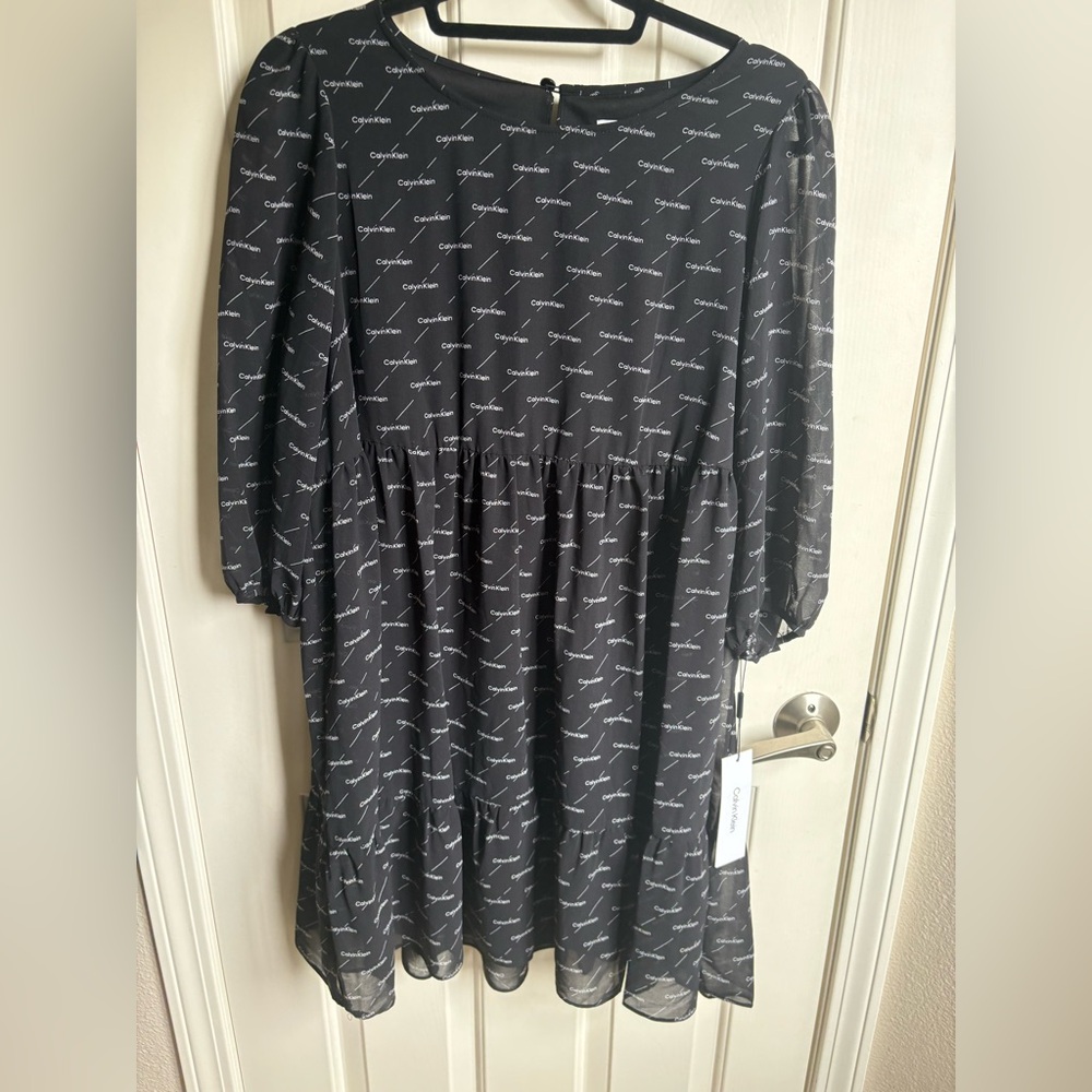 Calvin Klein Black Logo baby doll dress